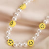 Smiley Face Choker Beads Necklace Irregular Pearl Cute Summer Y2K Collar Pearl Necklace for Teen Girls Women