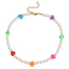 Smiley Face Choker Beads Necklace Irregular Pearl Cute Summer Y2K Collar Pearl Necklace for Teen Girls Women