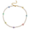 Smiley Face Choker Beads Necklace Irregular Pearl Cute Summer Y2K Collar Pearl Necklace for Teen Girls Women