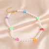 Smiley Face Pearl Choker Necklace Happy Go Lucky Necklace Polymer Clay Cute Creative Necklace for Girls Women Jewelry