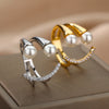 Smiley Pearl Rings For Women Men Stainless Steel Adjustable Ring 2023 Trend Lucky Aesthetic Jewerly Wedding Couple Gift anillos