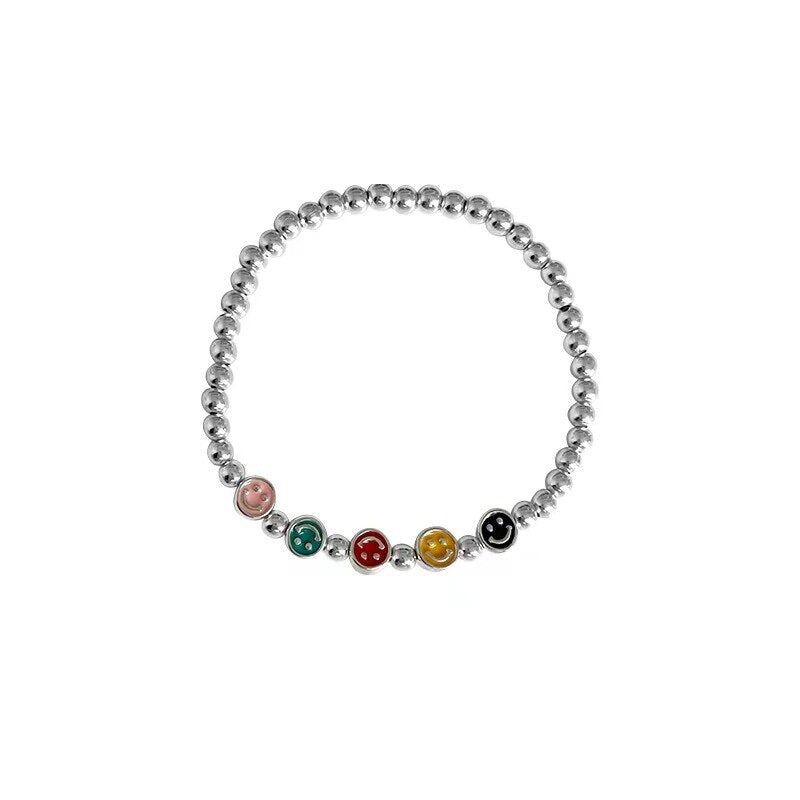 Smiling Face Beaded Bracelet For Women  Charm Jewelry Korean Accessories Christmas GaaBou Jewellery