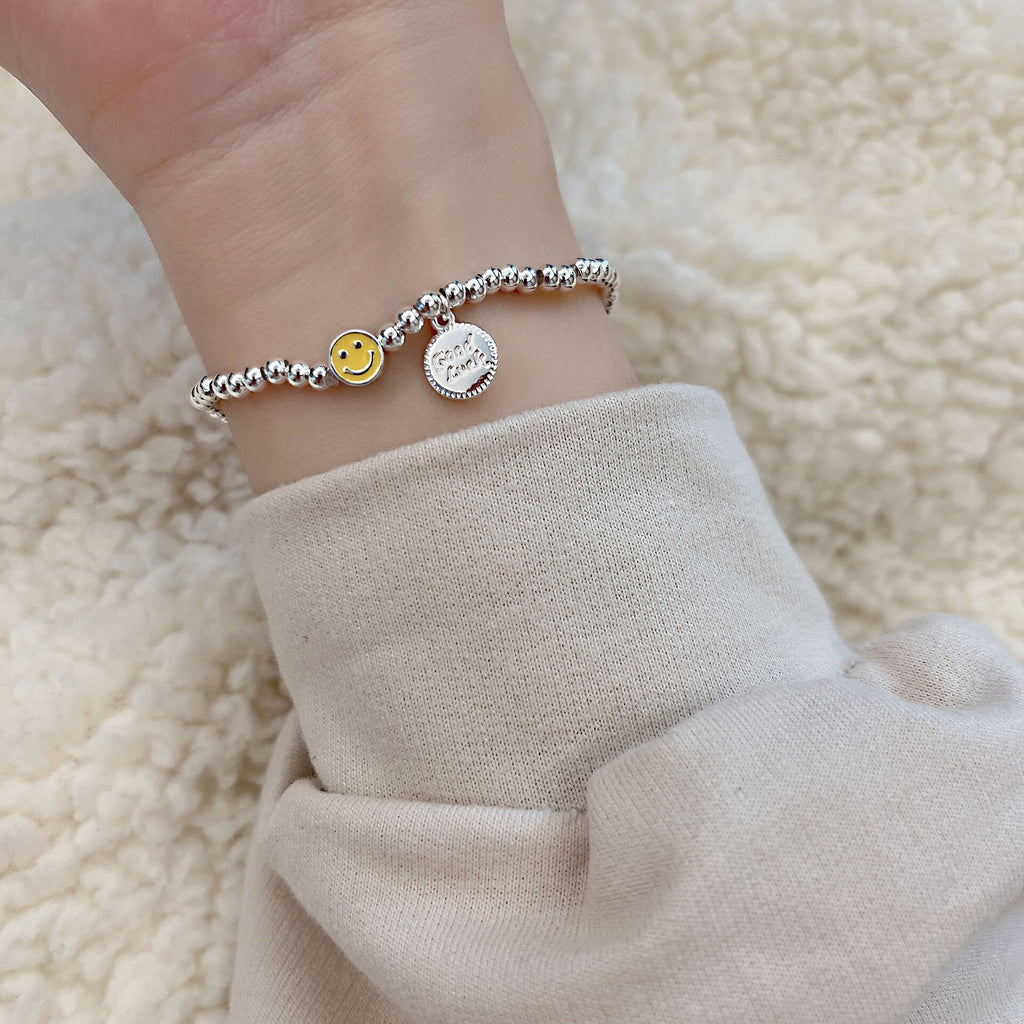 Smiling Face Beaded Bracelet For Women  Charm Jewelry Korean Accessories Christmas GaaBou Jewellery