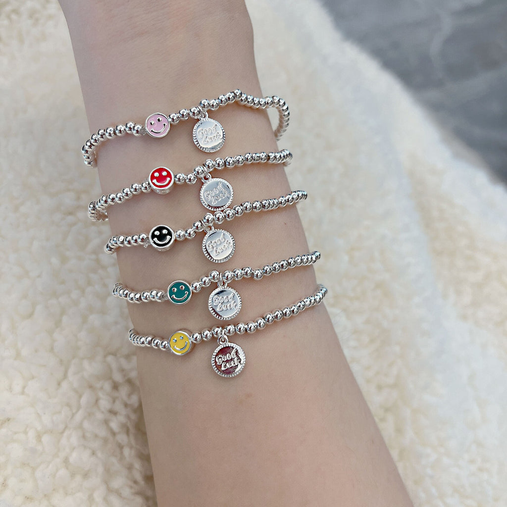 Smiling Face Beaded Bracelet For Women  Charm Jewelry Korean Accessories Christmas GaaBou Jewellery