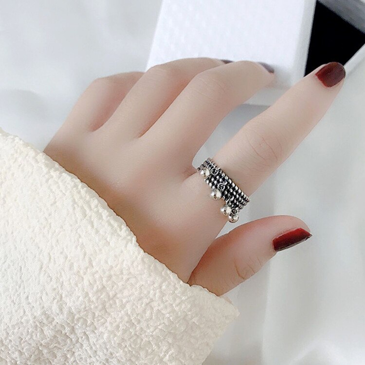 Smooth Surface Bead Vintage Silver Rings For Women  Designer Wedding Jewelry  Items  GaaBou