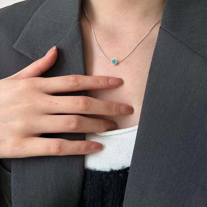 Snake Chains Smiling Face Necklaces For Women Korean Sexy Accessories  Jewelry 2022 Trend GaaBou Jewellery