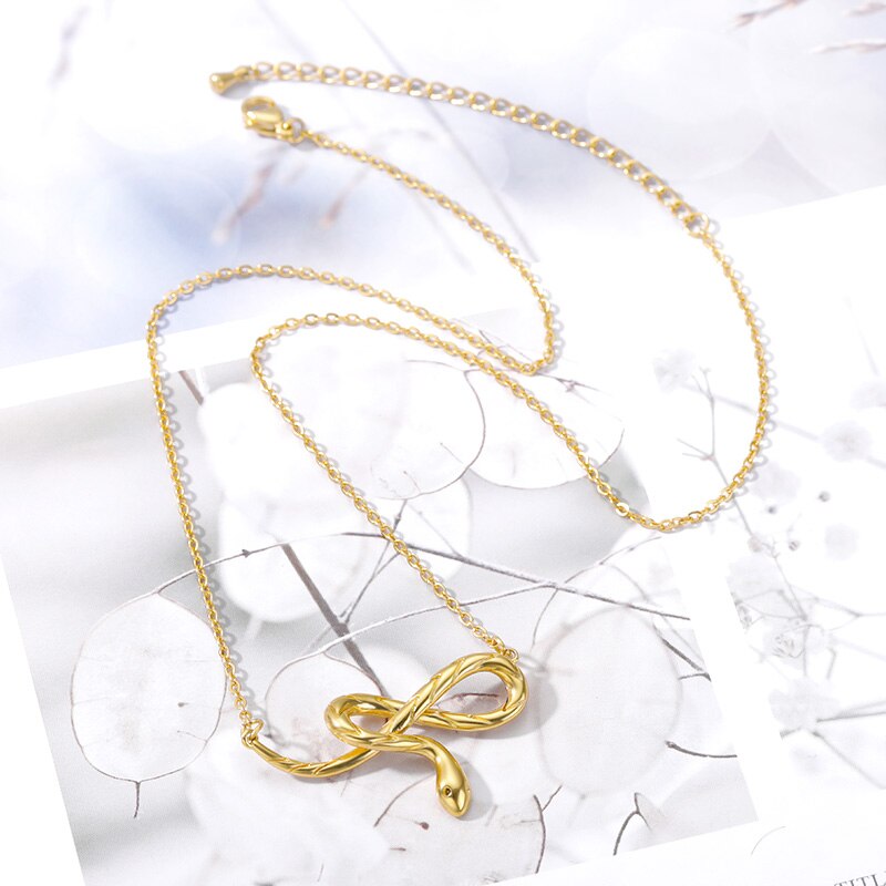Snake Necklace for Women Stainless Steel Gold  Color Snake Pendant Necklace Choker Jewellery Collier Friend Gift