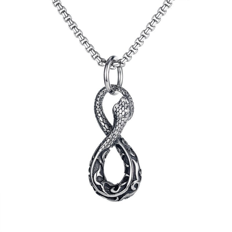 Snake Number 8 Shape Pendant Necklace Men's Necklace Retro Metal Animal Accessories Party Jewelry Sgf246