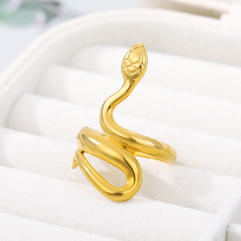 Snake Rings For Women Men Stainless Steel Gothic Gold Color Ring Punk Aesthetic Party Couple Jewelry Accessories anillos
