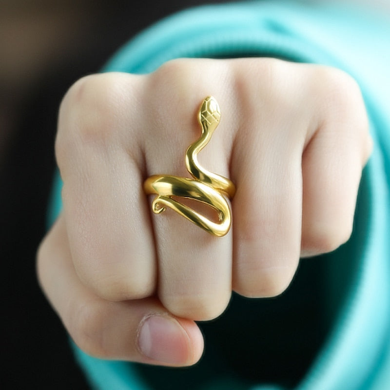 Snake Rings For Women Men Stainless Steel Gothic Gold Color Ring Punk Aesthetic Party Couple Jewelry Accessories anillos