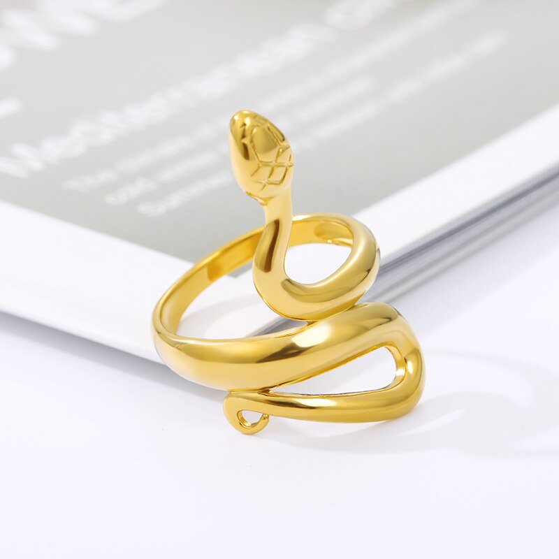 Snake Rings For Women Men Stainless Steel Gothic Gold Color Ring Punk Aesthetic Party Couple Jewelry Accessories anillos