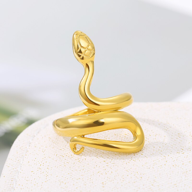 Snake Rings For Women Men Stainless Steel Gothic Gold Color Ring Punk Aesthetic Party Couple Jewelry Accessories anillos