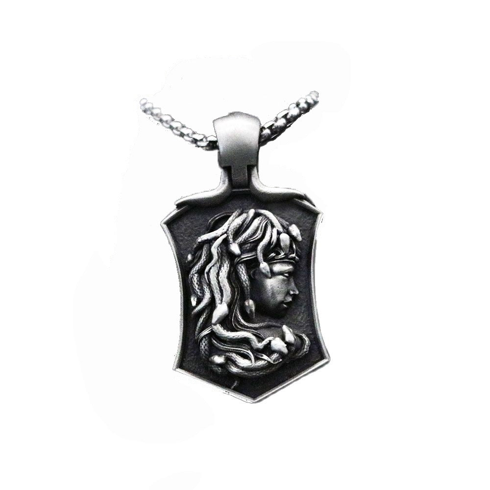 Snake hair petrified Medusa pendant necklaces for women Gothic style tag Jewelry on the neck Pure tin Man chain necklace