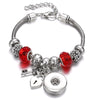 Snap Button Jewelry Bracelet Love Cross Tree Starfish Key Charms Bracelets Beaded Snap Bracelet DIY 18mm Snap Button Bracelet