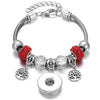 Snap Button Jewelry Bracelet Love Cross Tree Starfish Key Charms Bracelets Beaded Snap Bracelet DIY 18mm Snap Button Bracelet