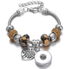 Snap Button Jewelry Bracelet Love Cross Tree Starfish Key Charms Bracelets Beaded Snap Bracelet DIY 18mm Snap Button Bracelet