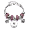 Snap Button Jewelry Bracelet Love Cross Tree Starfish Key Charms Bracelets Beaded Snap Bracelet DIY 18mm Snap Button Bracelet