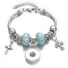 Snap Button Jewelry Bracelet Love Cross Tree Starfish Key Charms Bracelets Beaded Snap Bracelet DIY 18mm Snap Button Bracelet