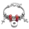 Snap Button Jewelry Bracelet Love Cross Tree Starfish Key Charms Bracelets Beaded Snap Bracelet DIY 18mm Snap Button Bracelet