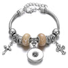 Snap Button Jewelry Bracelet Love Cross Tree Starfish Key Charms Bracelets Beaded Snap Bracelet DIY 18mm Snap Button Bracelet