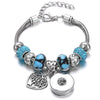 Snap Button Jewelry Bracelet Love Cross Tree Starfish Key Charms Bracelets Beaded Snap Bracelet DIY 18mm Snap Button Bracelet