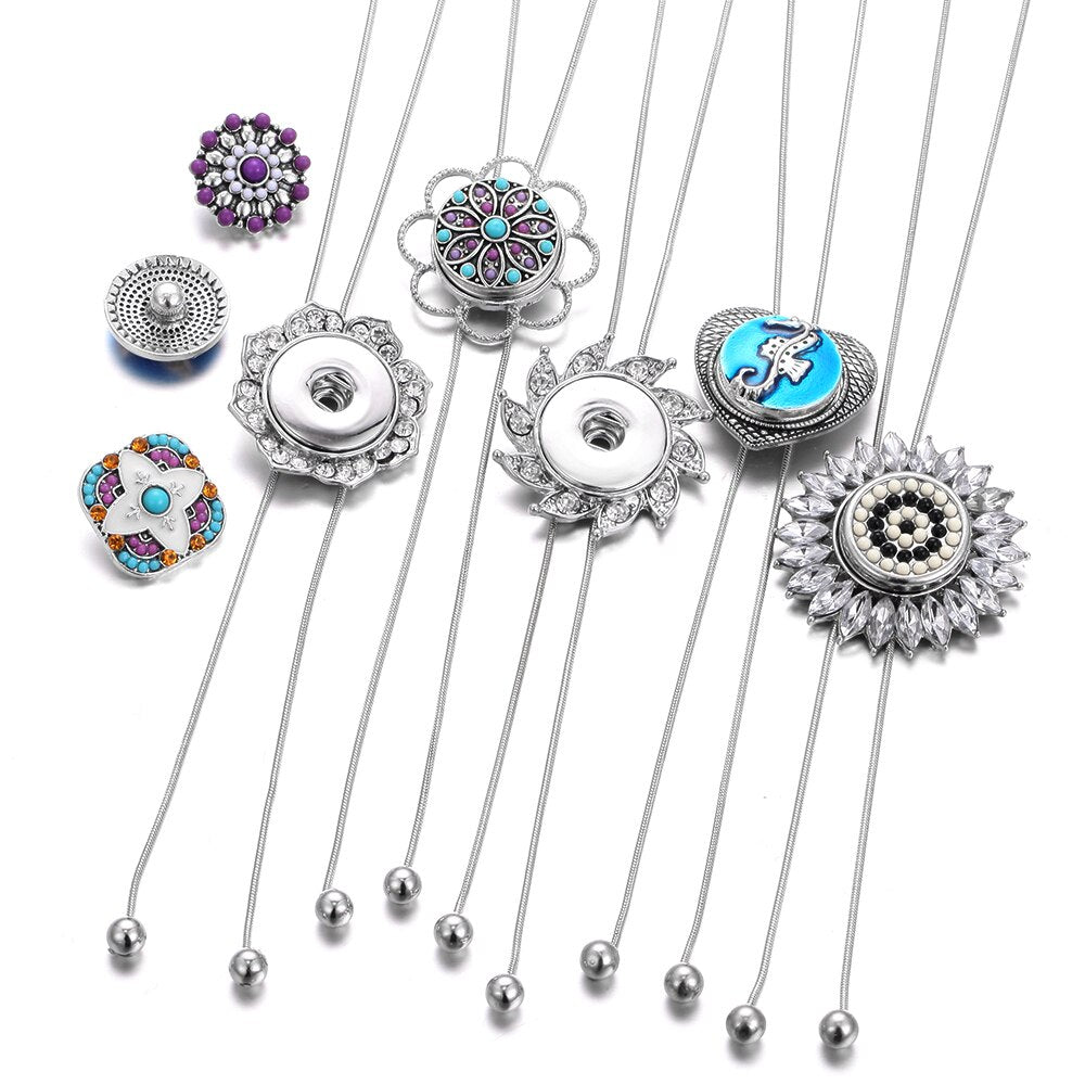 Snap Button Jewelry Necklaces Metal Tassel 18mm Snap Button Necklace Pendants Initial Necklace Choker Necklace Women Jewelry