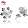 Snowflake 925 Sterling Silver Earrings for Women Party Jewelry Gifts 6-7MM White Natural Pearl Stud Earring FEIGE