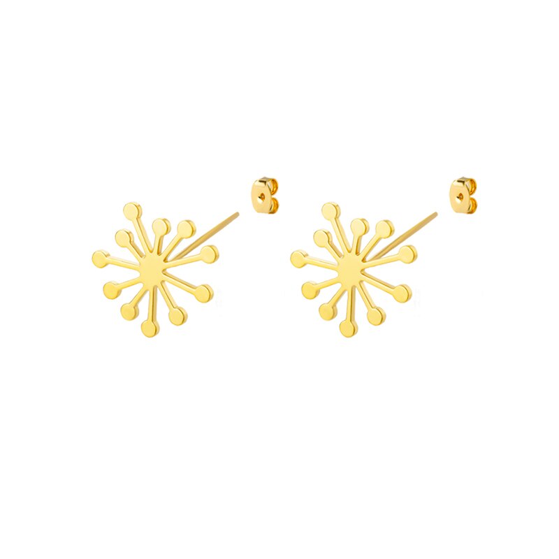 Snowflake Stud Earrings for Women Stainless Steel Gold Color Flower Earrings 2023 Trend femme Aesthetic Jewelry anillos mujer
