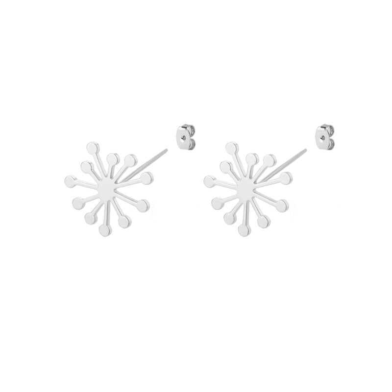 Snowflake Stud Earrings for Women Stainless Steel Gold Color Flower Earrings 2023 Trend femme Aesthetic Jewelry anillos mujer