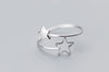 So THIN 1pc 100% REAL.925 Sterling Silver fINE jEWELRY Doule Star Knuckle Finger midi toe Ring GTLJ1400