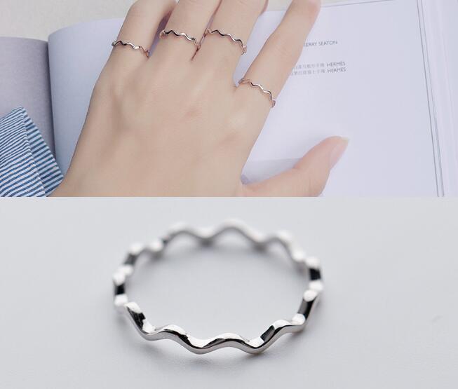 So Thin 2MM REAL.925 Sterling Silver fINE jEWELRY WATERWAVE Ring GTLJ1340