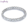 Solid 14K White Fine Gold 5mm Round White Topaz Bracelets & Bangles For Young Girl Gemstone Jewelry NA002