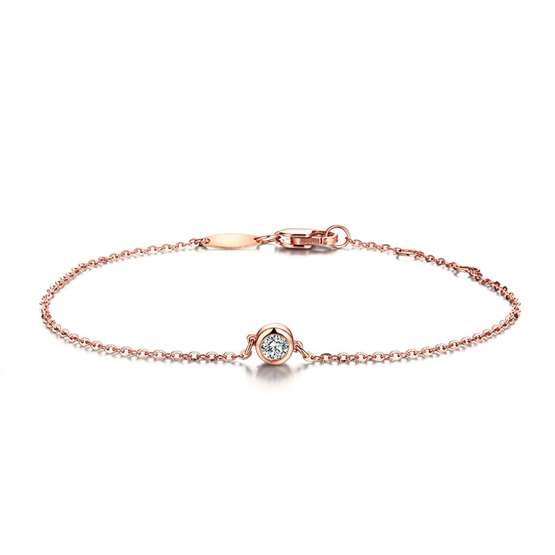 Solid 18k Rose Gold SI/H Full Cut Natural Diamonds Women Bracelet Chain Engagement Wedding Party Trendy Fine Jewelry