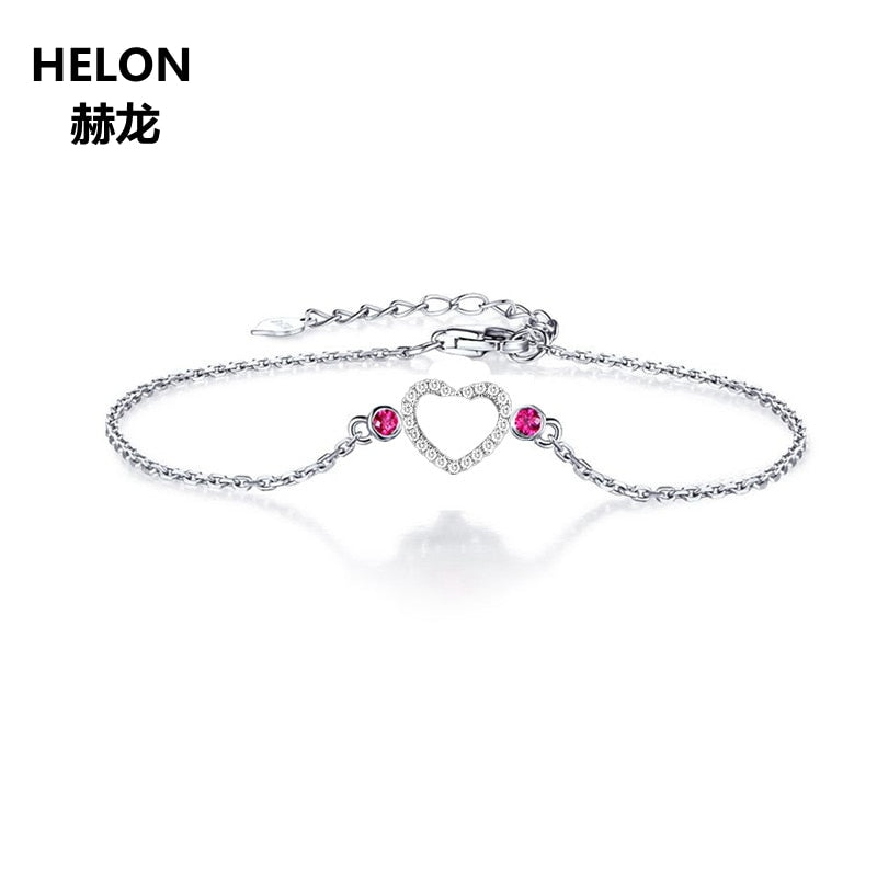 Solid 18k White Gold Certified Diamonds Women Bracelet Chain SI/H Full Cut Natural Diamonds Ruby Engagement Wedding Bracelet