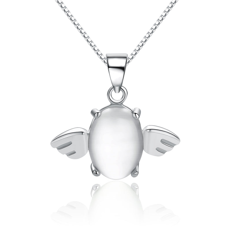 Solid 925 Sterling Silver Fine Wedding Jewelry Angel Wings AAA Cubic Zircon Choker Necklaces & Pendants For Women Gift TWO Color