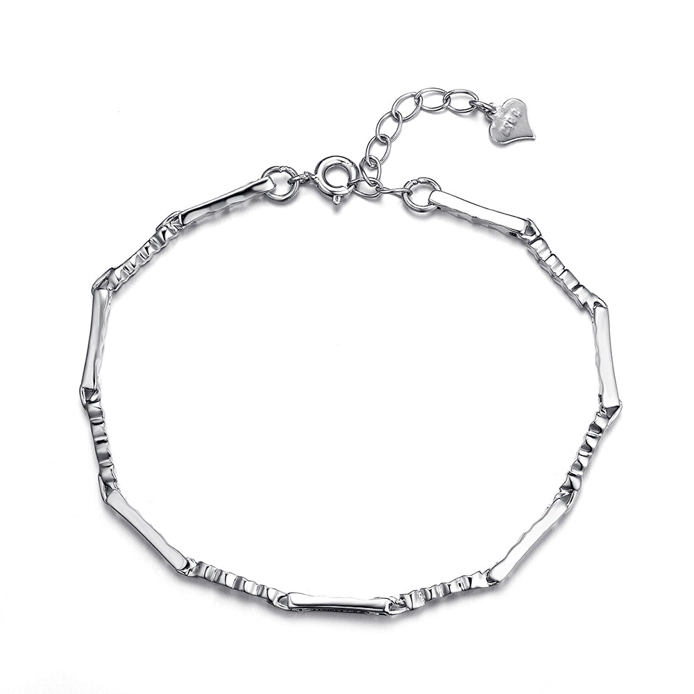 Solid 925 Sterling Silver Simple Strip Bar Hand Chain Bracelet For Women NEW Bracelets Jewelry Pulseira Feminina 2MM W3 BA004