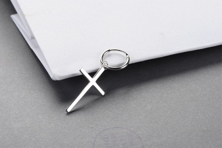 Solid Pure 925 Sterling Silver Cross Drop Dangle Hook Earrings For Women Girls Jewelry Gift Pendientes Aros Oorbellen Orecchini