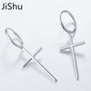 Solid Pure 925 Sterling Silver Cross Drop Dangle Hook Earrings For Women Girls Jewelry Gift Pendientes Aros Oorbellen Orecchini