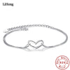 Solid Silver 100% 925 Sterling Silver Bracelet Heart Silver Chain Love Gift Woman Charm Jewelry