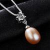 Solid Silver 925 Sterling Silver Necklace AAA Zircon Flower Natural Pearl Pendant Women Jewelry