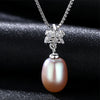 Solid Silver 925 Sterling Silver Necklace AAA Zircon Flower Natural Pearl Pendant Women Jewelry