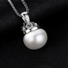 Solid Silver 925 Sterling Silver Necklace Crown Natural Pearl Pendant AAA Zircon Crystal Woman Necklace