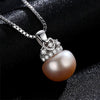 Solid Silver 925 Sterling Silver Necklace Crown Natural Pearl Pendant AAA Zircon Crystal Woman Necklace