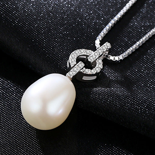 Solid Silver 925 Sterling Silver Necklace Pendant 10-11mm Natural Pearl Woman Glamour Jewelry Wedding Gifts
