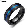 Somen 8mm Blue Line Men Tungsten Carbide Ring Male Engagement Wedding Rings Fashion Jewelry Masonic Rings Wholesale Drop Shiping