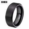 Somen Ring Men Classic 8MM Pure Black Tungsten Ring Brushed Finished Wedding Band Trendy Male Jewelry Engagement Love Ring Bague