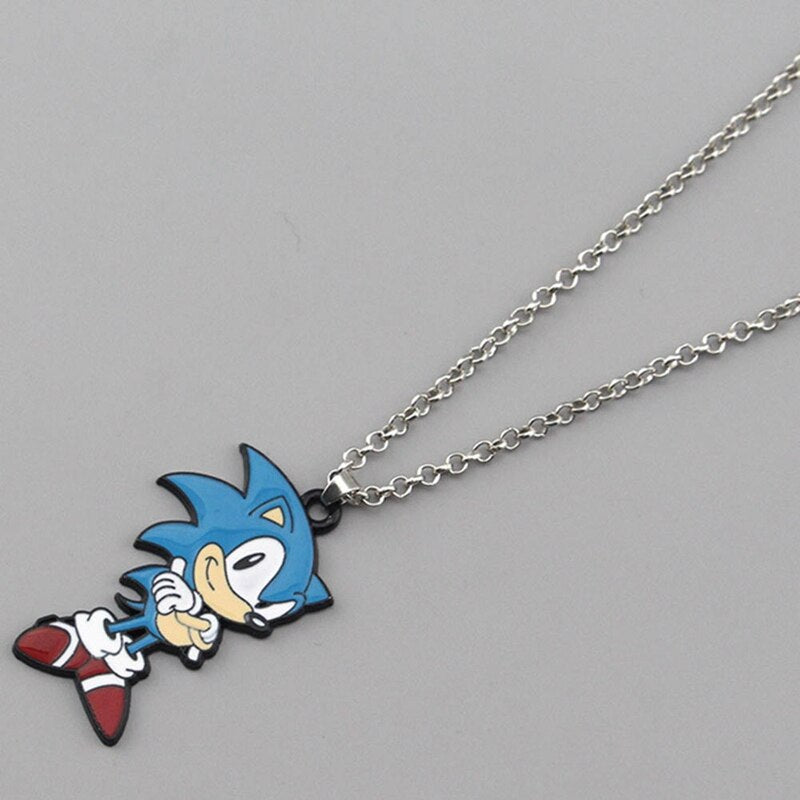 Sonic Necklace Vintage Jewelry Party Enamel Cartoon Pendent Statement Necklace Boy Girl Gift