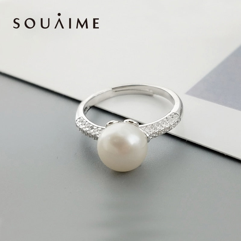 2020 Anel Feminino Party New Hot 925 Sterling Pearl Ring For Women Adjustable Fashion Sterling-silver-jewelry Gift
