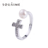 2020 Limited Anel Feminino 100% Natural Pearls 925 Jewelry Cross Open Ring For Women Sterling-silver-jewelry