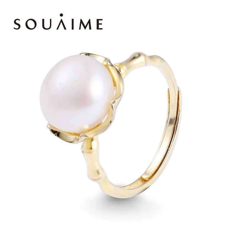 2020 Rushed Anel Feminino 925 Sterling Pearl Ring Jewelry Flower Natural Size Adjustable Y Luxury Models